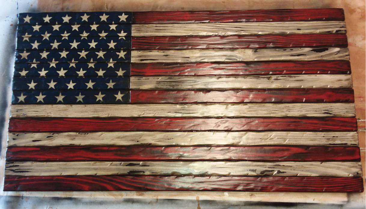 Handcrafted Wooden American Flag