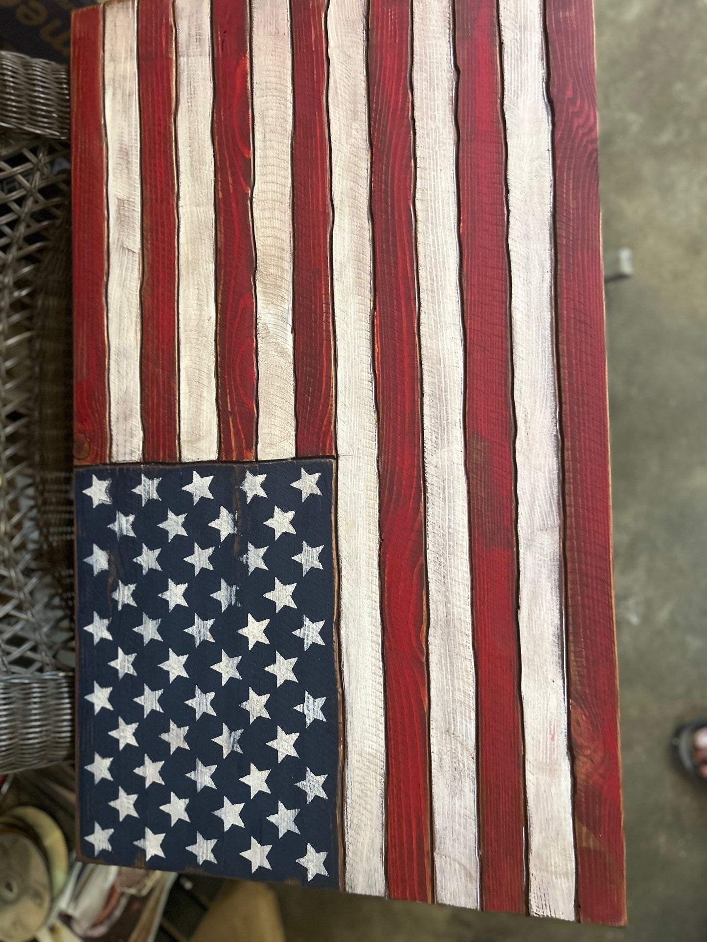 Handcrafted Wooden American Flag