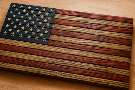 Handcrafted Wooden American Flag