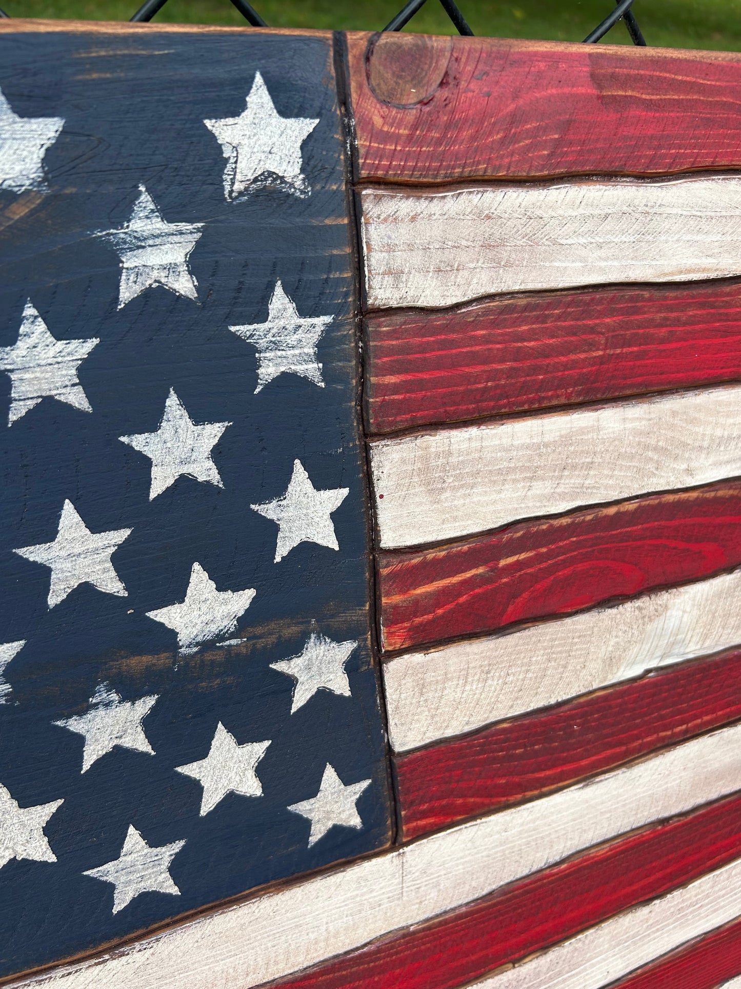 Handcrafted Wooden American Flag